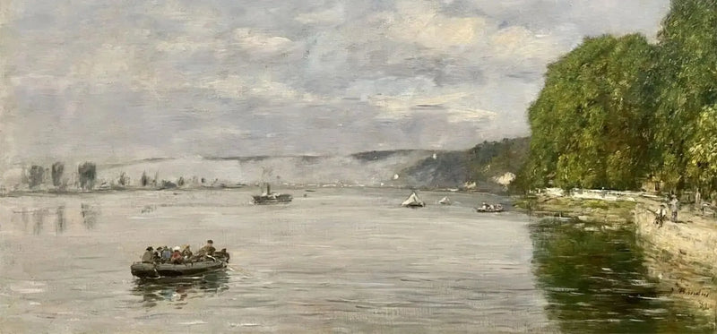 Caudebec-en-Caux, łodzie na Sekwanie - Eugène Boudin