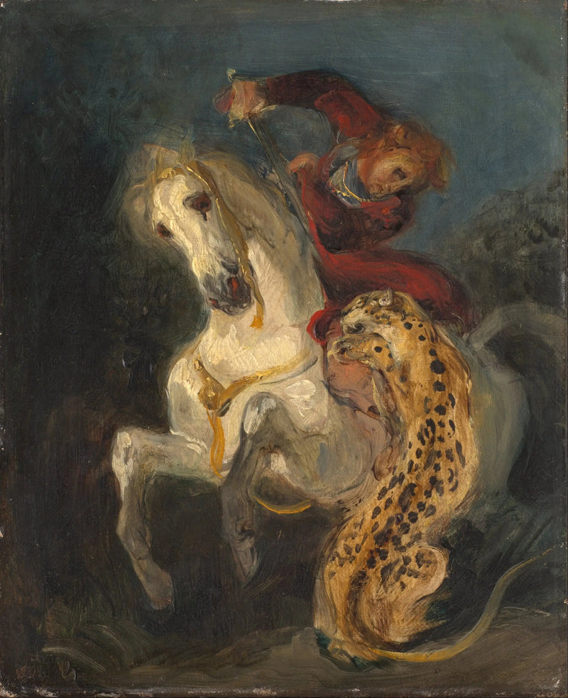 Kawaler atakowany przez jaguara - Eugène Delacroix