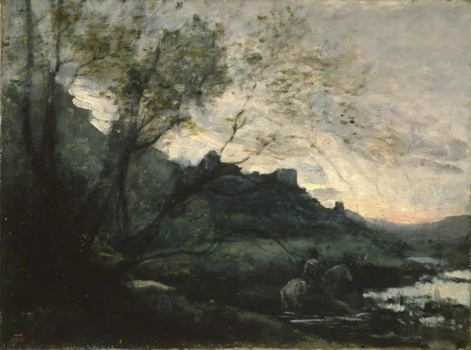 Cavalier dans l'eau - Jean-Baptiste Camille Corot image 1 reproduction de peinture à l’huile