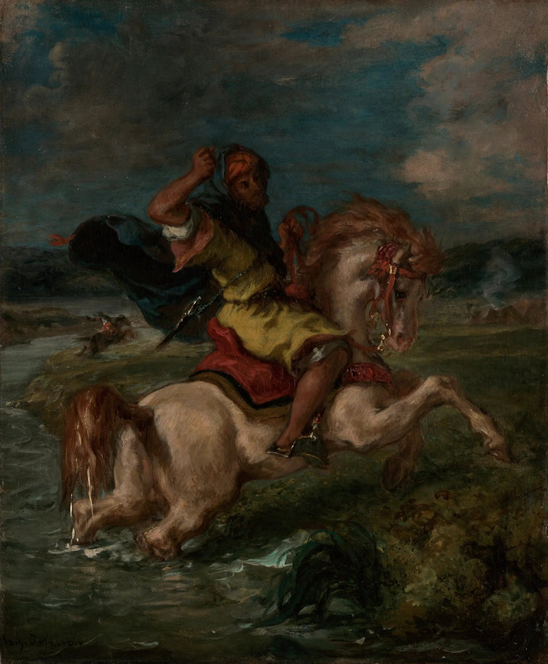 Marokański kawaler przekraczający brod - Eugène Delacroix