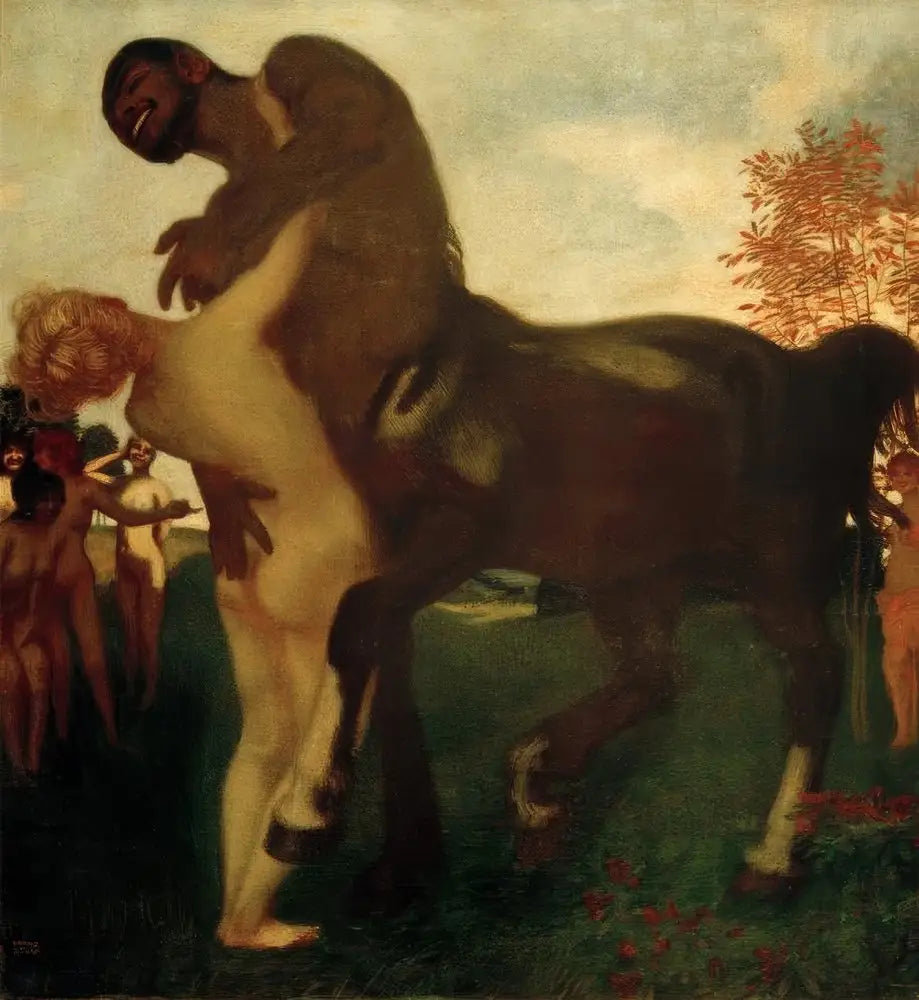 Reproduction du tableau « Centaure et Nymphe - Franz Von Stuck » par Alpha Reproduction en peinture à l’huile