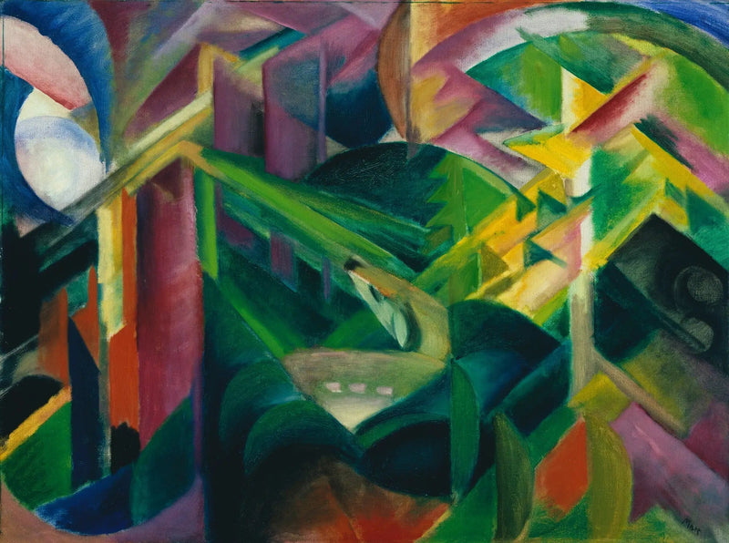 Jeleń w ogrodzie klasztornym - Franz Marc