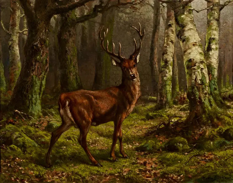 Jeleń w lesie - Rosa Bonheur
