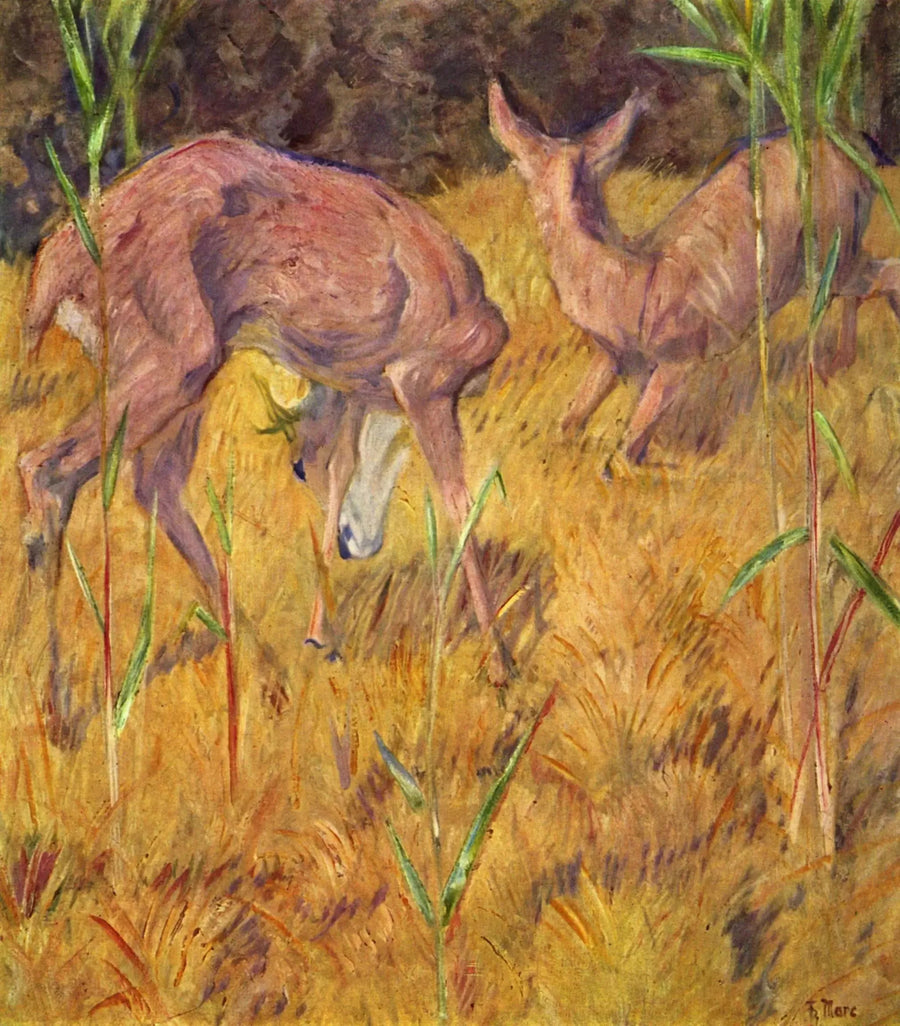 Jeleń w trzcinach - Franz Marc