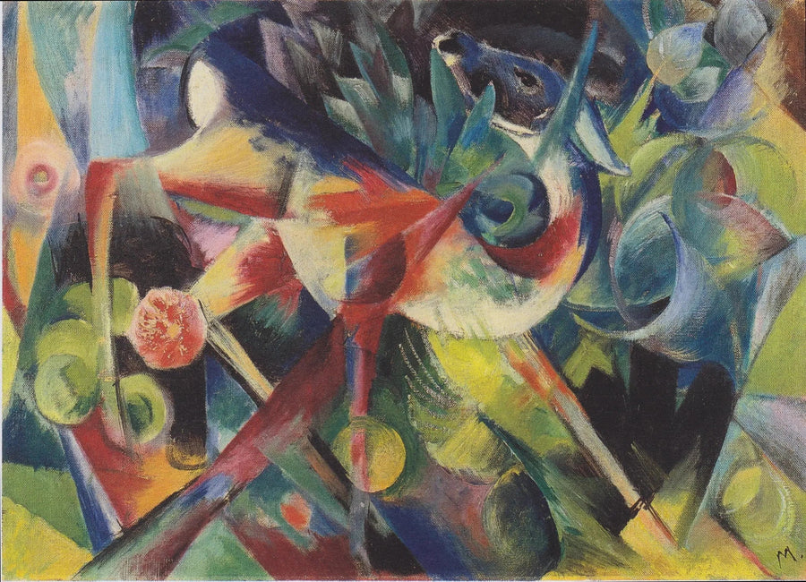 Jeleń w kwiecistym ogrodzie - Franz Marc