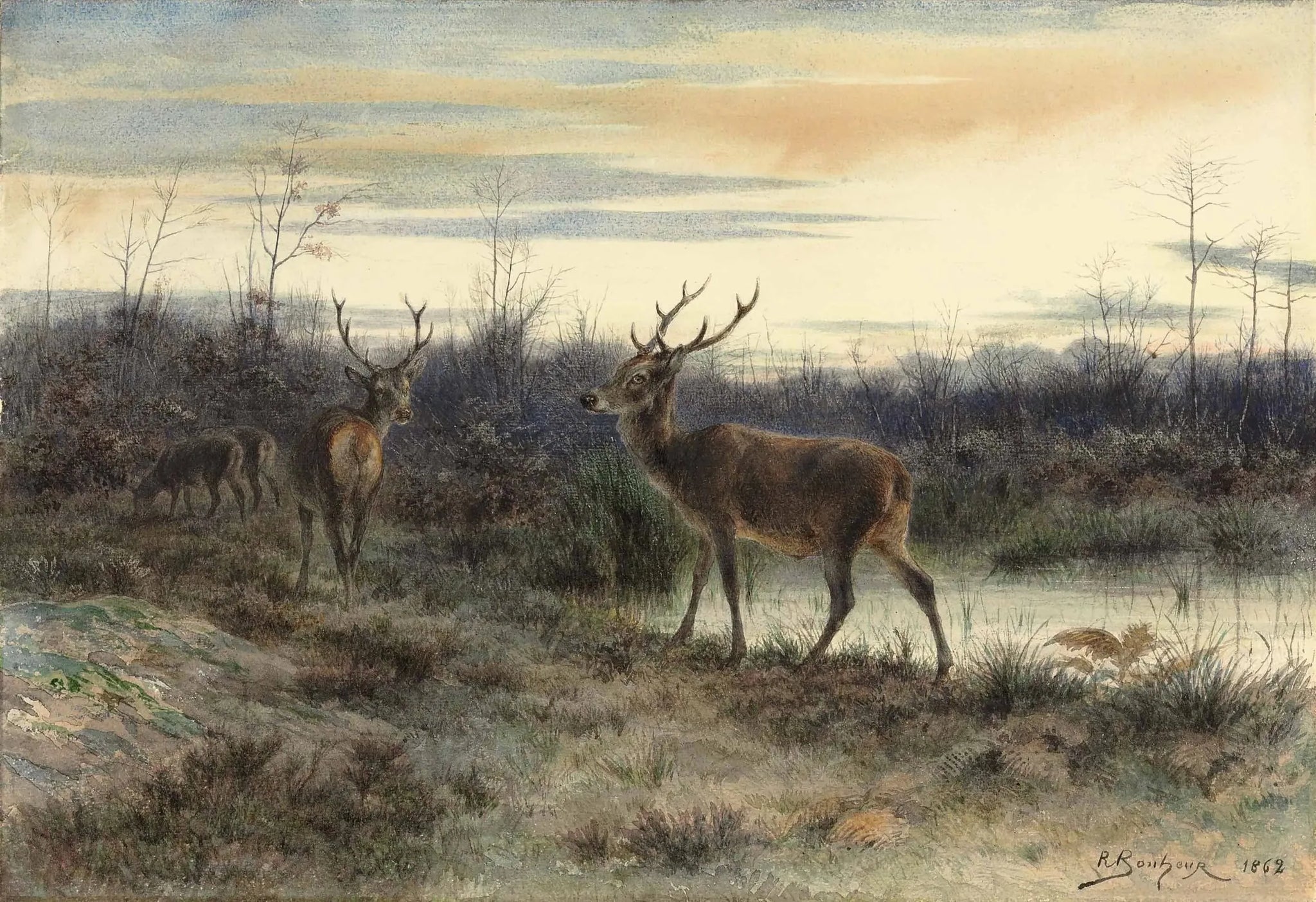 Cerfs dans la forêt de Fontainebleau - Rosa Bonheur image 1 reproduction de peinture à l’huile