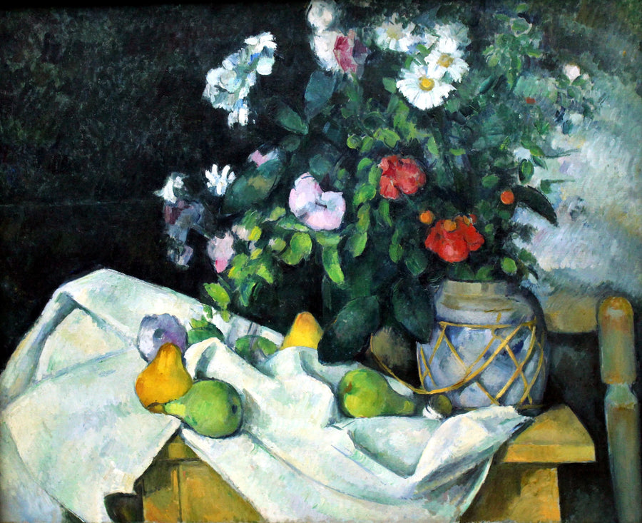 Kwiaty w dzbanie imbirowym i owoce - Paul Cézanne