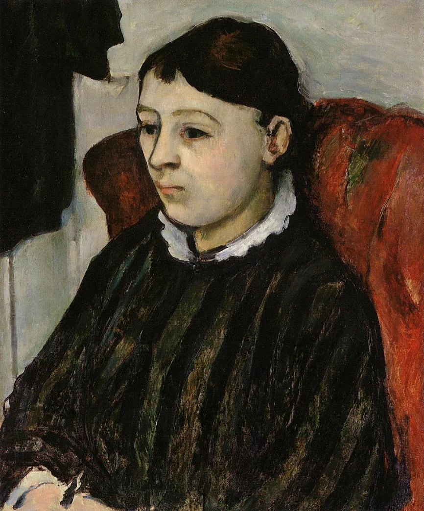 Pani Cezanne w pasiastym stroju - Paul Cézanne