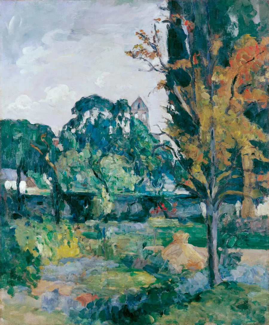 Pejzaż z wieżą kościelną - Paul Cézanne