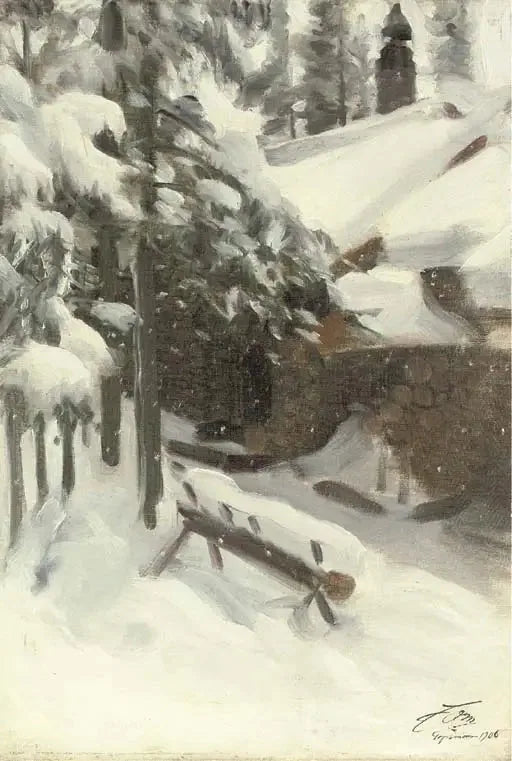 Chata Gopsmor pod śniegiem - Anders Zorn