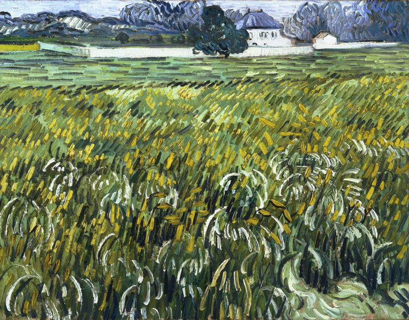 Pole pszenicy w Auvers z domem - Vincent van Gogh