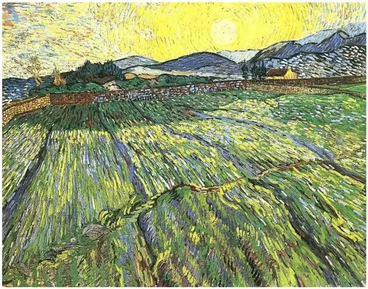Zamknięte pole ze wschodzącym słońcem - Vincent van Gogh
