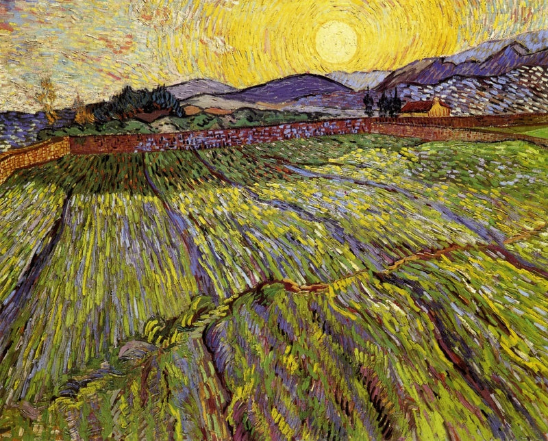Zamknięte pole ze wschodzącym słońcem - Vincent van Gogh