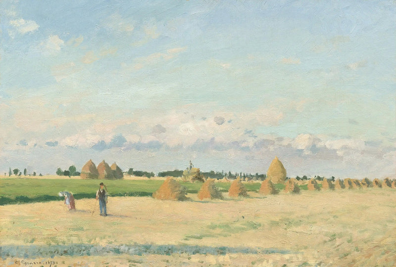 Otwarte pola z belami siana w pobliżu Pontoise - Camille Pissarro