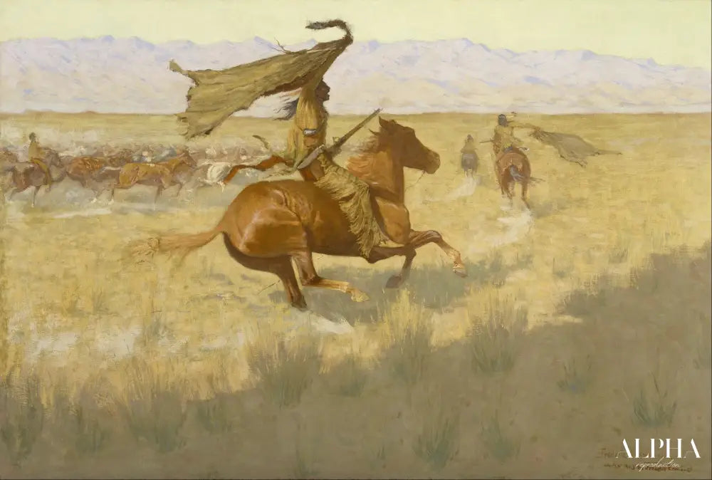 Changement de propriétaire (Le Stampede ; Les voleurs de chevaux) - Frederic Remington - Reproductions de tableaux et peintures haut de gamme