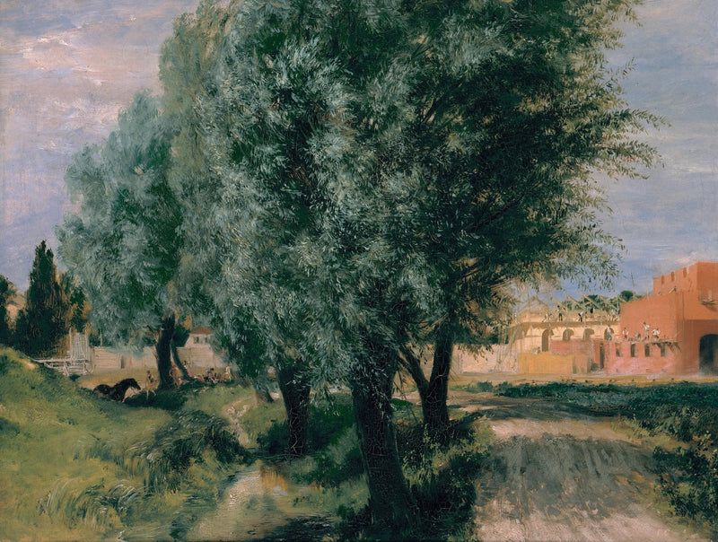 Plac budowy z topolami - Adolph von Menzel