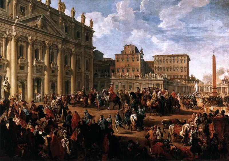 Karol de Bourbon odwiedzający bazylikę Świętego Piotra - Giovanni Paolo Panini