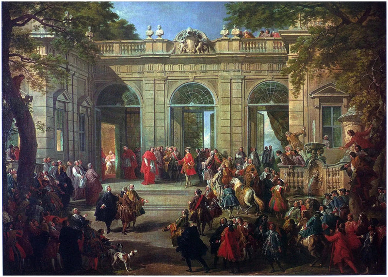 Karol de Bourbon odwiedzający papieża Benedykta XIV w Café du Quirinal - Giovanni Paolo Panini