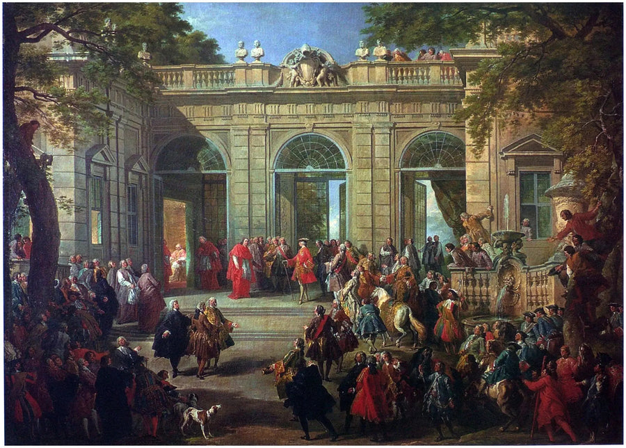 Karol de Bourbon odwiedzający papieża Benedykta XIV w Café du Quirinal - Giovanni Paolo Panini