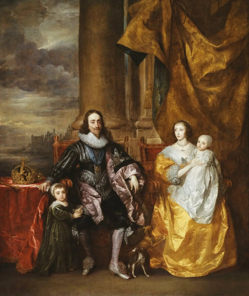 Karol I i Henrietta Maria z dwójką swoich starszych dzieci, księciem Karolem i księżniczką Marią - Antoine van Dyck
