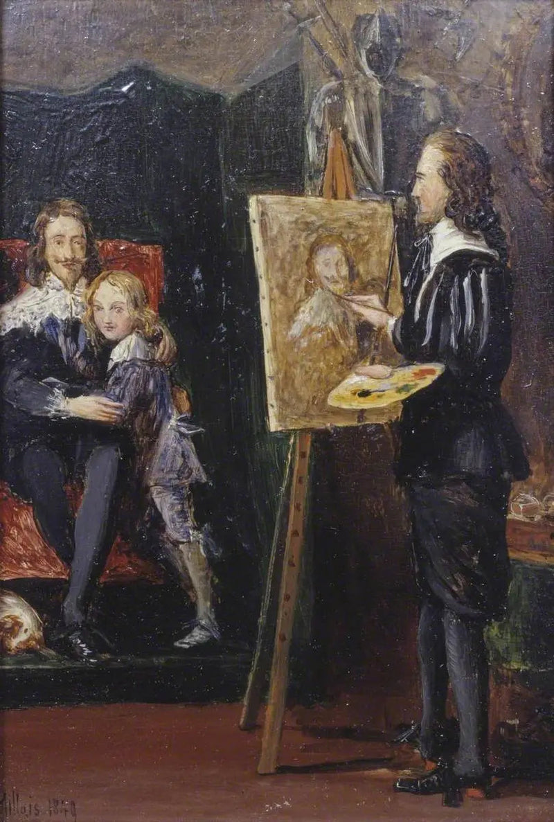 Karol I i jego syn w pracowni Van Dycka - John Everett Millais