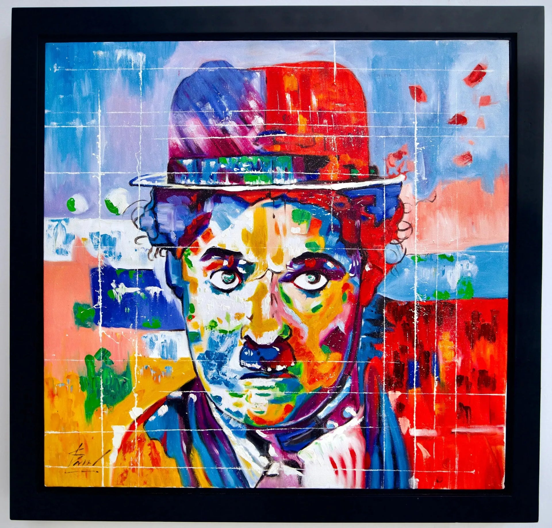 Charlie Chaplin Pop Art | 55 x 55 cm image 1 reproduction artisanale de tableau