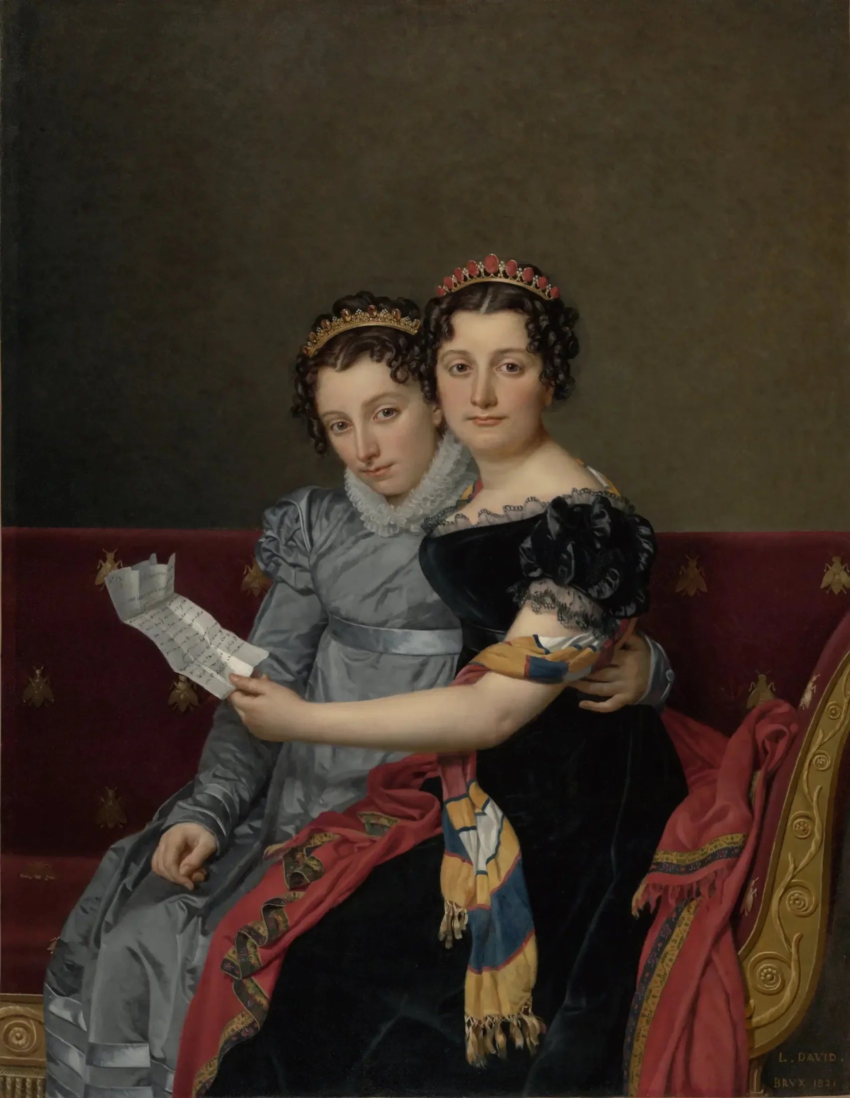 Charlotte et Zénaïde Bonaparte - Jacques-Louis David image 1 copie de tableau peinte à la main