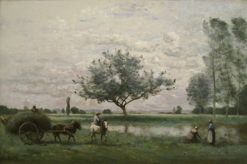 Wóz z sianem wzdłuż rzeki - Jean-Baptiste Camille Corot