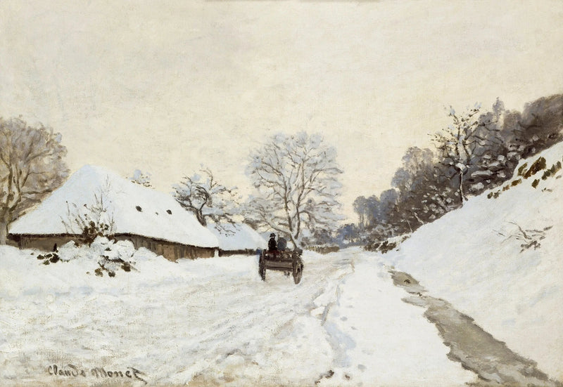 La Charrette, droga pod śniegiem w Honfleur W50 - Claude Monet