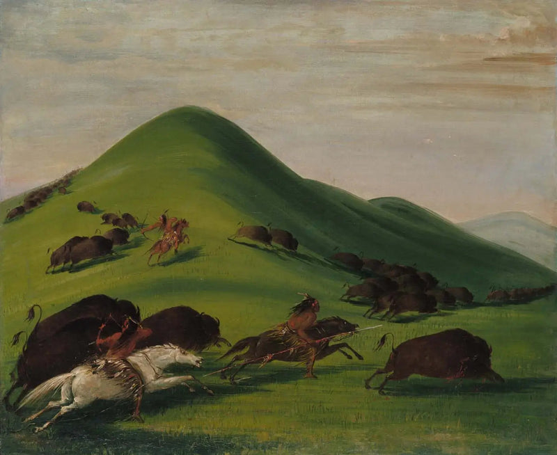 Polowanie na bizona na Prairie Bluffs - George Catlin