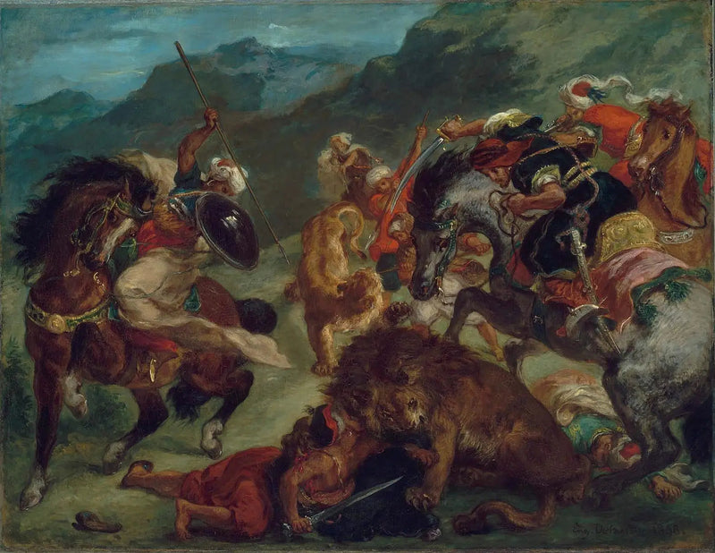 Polowanie na lwa - Eugène Delacroix