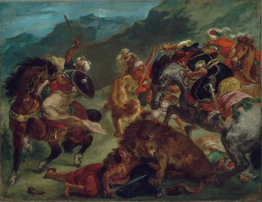 Polowanie na lwa - Eugène Delacroix
