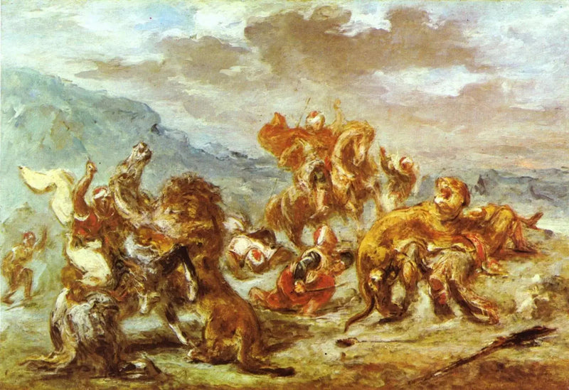 Polowanie na lwa - Eugène Delacroix