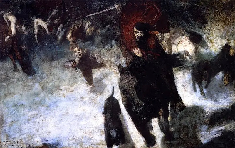 Reproduction du tableau « Chasse Sauvage - Franz Von Stuck » par Alpha Reproduction en peinture à l’huile