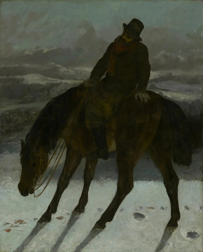 Myśliwy na koniu odnajdujący ścieżkę - Gustave Courbet