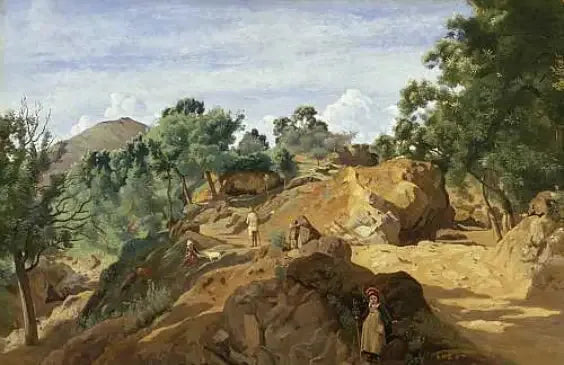 Skała kasztanowa (Morvan lub Auvergne) - Jean-Baptiste Camille Corot