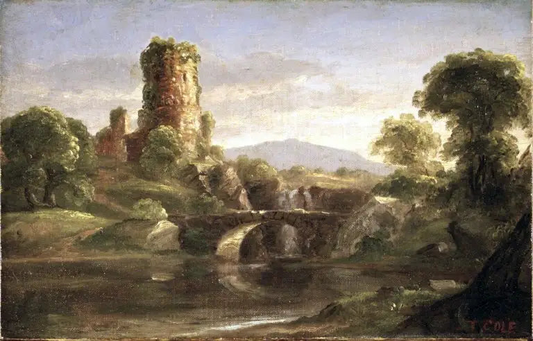 Zamek w ruinie i rzeka - Thomas Cole