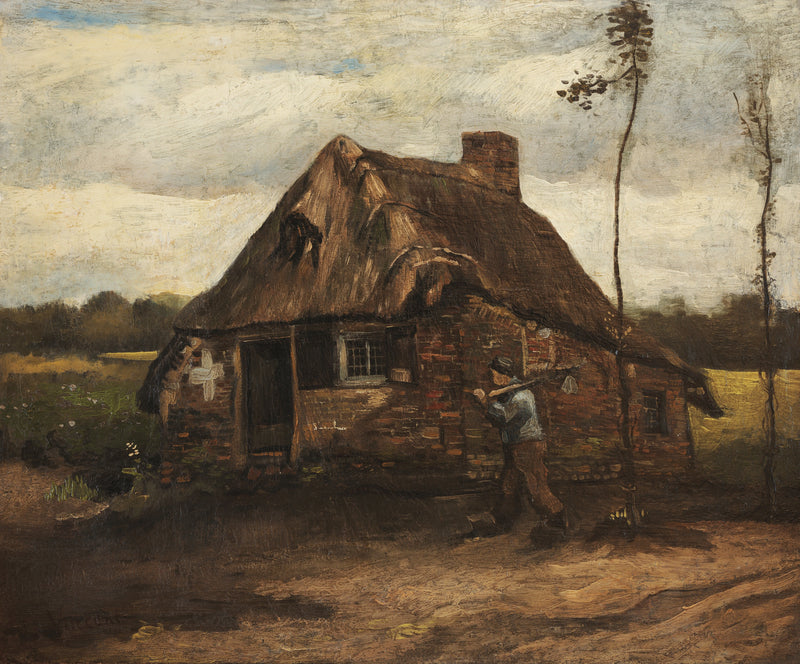 Scena z chaty z chłopem wracającym do domu - Vincent van Gogh