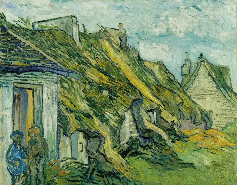 Domki z dachami ze strzechy z piaskowca w Chaponval - Vincent van Gogh