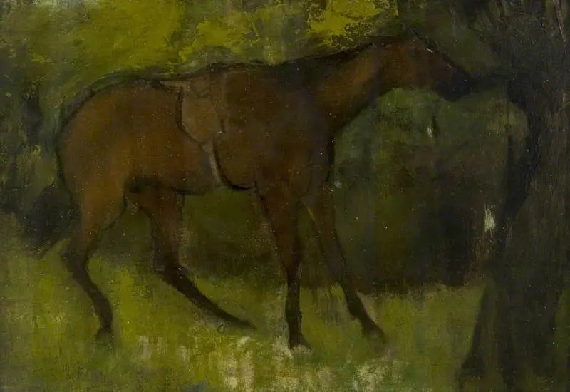 Koń przywiązany do drzewa - Edgar Degas