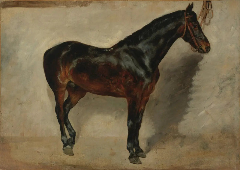 Kasztanowy koń na uwięzi - Eugène Delacroix
