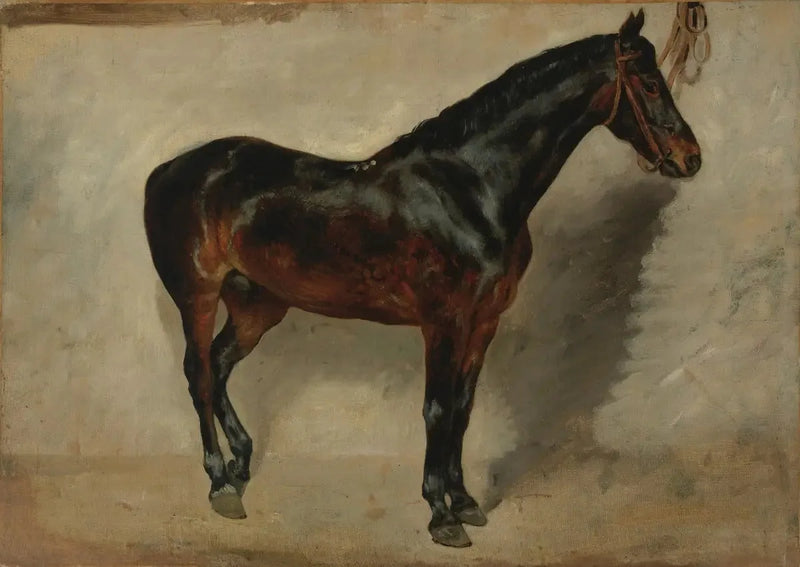 Kasztanowy koń na uwięzi - Eugène Delacroix