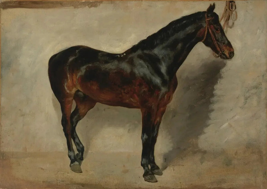 Kasztanowy koń na uwięzi - Eugène Delacroix