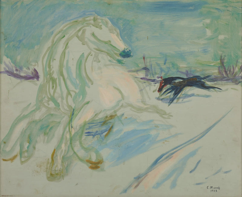 Biały koń w galopie - Edvard Munch