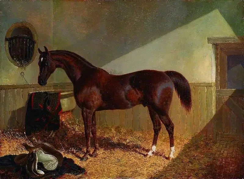 Brązowy koń w stajni - John Frederick Herring, Sr.