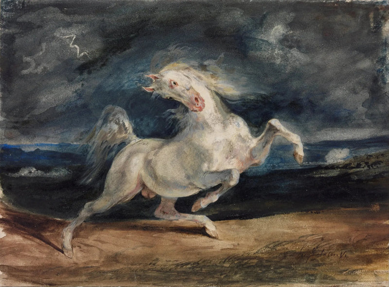 Przestraszony koń podczas burzy - Eugène Delacroix