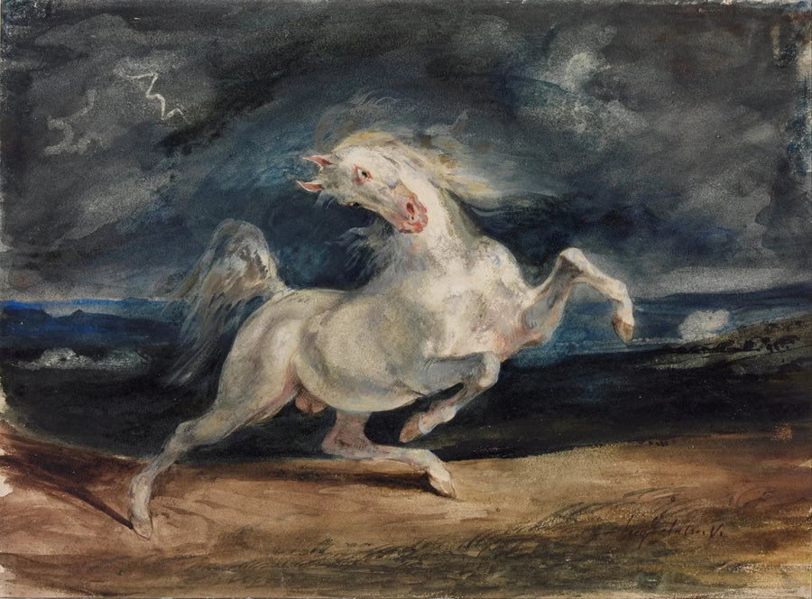 Przestraszony koń podczas burzy - Eugène Delacroix