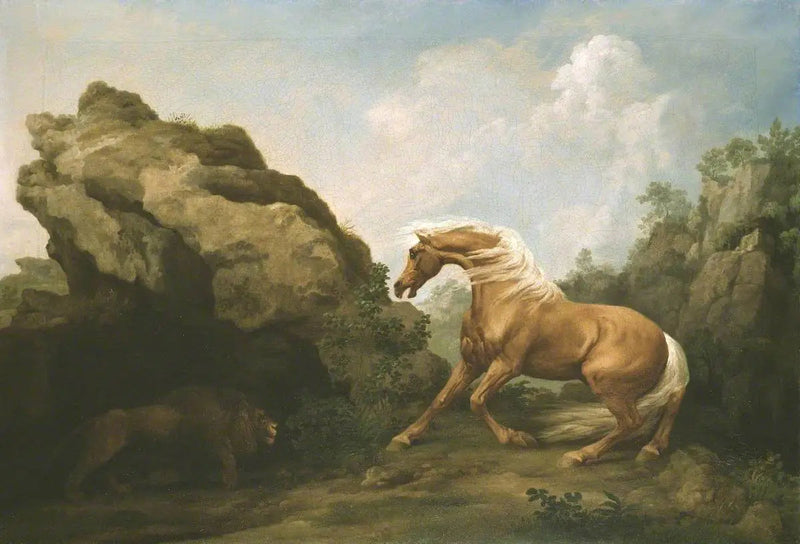 Przestraszony koń przed lwem - George Stubbs