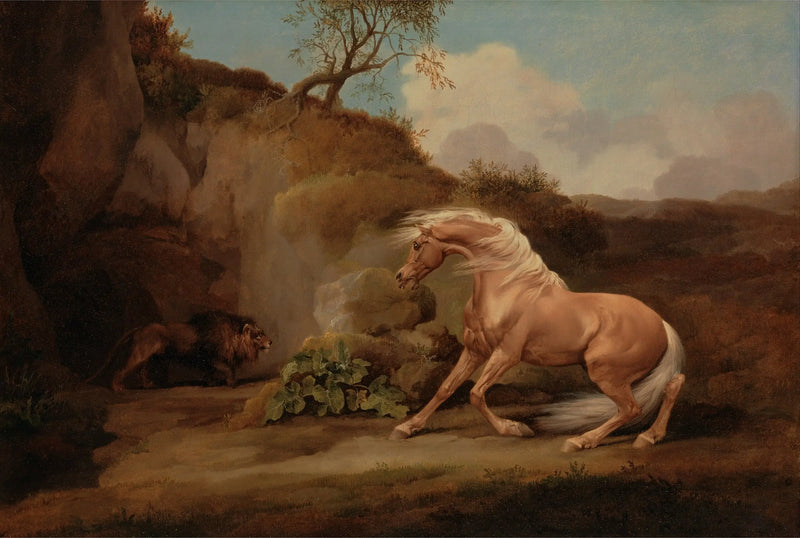 Przestraszony koń przed lwem - George Stubbs