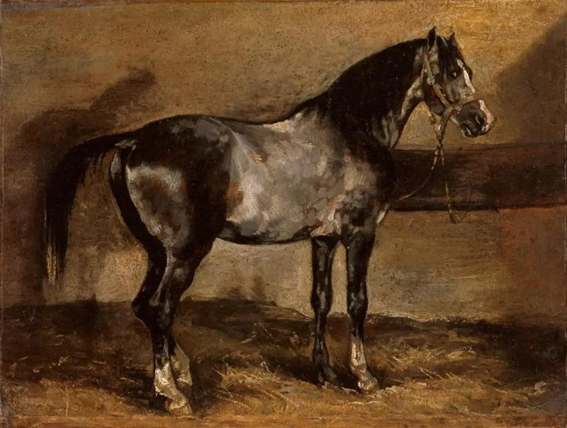 Szary koń przy żłobie - Théodore Géricault